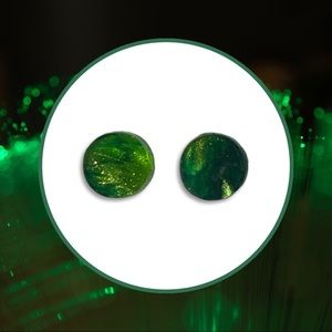 Tiny Green Sparkle Stud Earrings